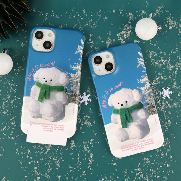 [THENINEMALL] Puppy Snowman Hard Phone Case (2 types)