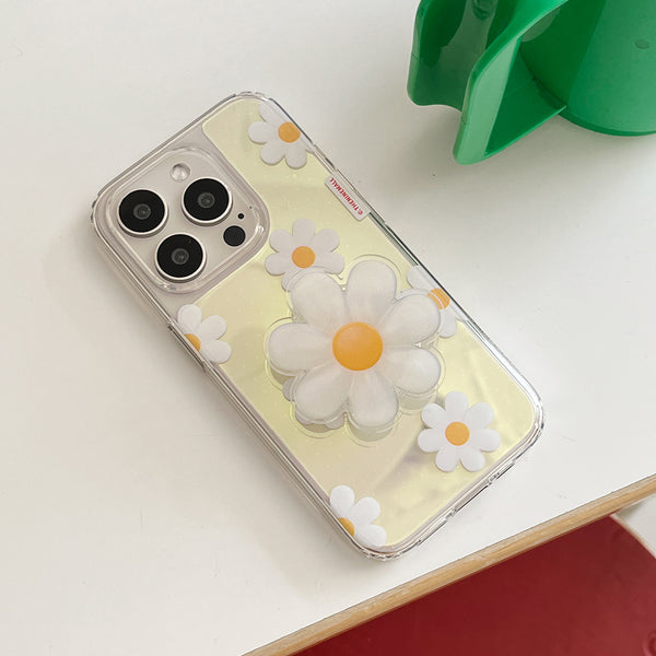 [THENINEMALL] Marguerite Flower Pattern Mirror Phone Case