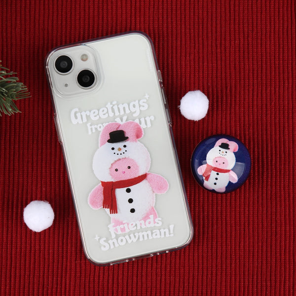 [THENINEMALL] Greetings Windy Snowman Clear Phone Case (4 types)