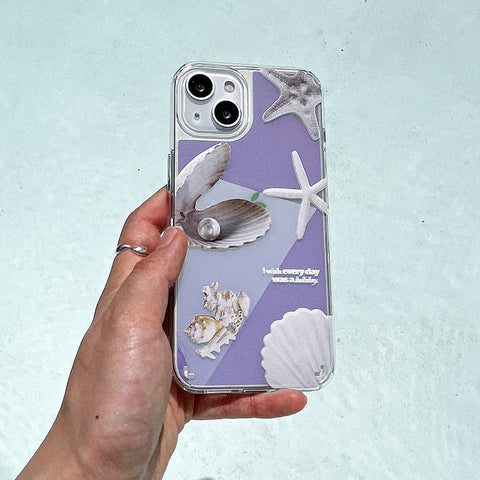 [Mademoment] Vintage Shell Design Glossy Mirror Phone Case