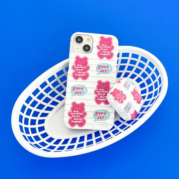 [THENINEMALL] Pattern Good Day Bear Hard Phone Case (2 types)