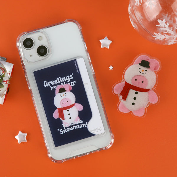 [THENINEMALL] Greetings Windy Snowman Clear Phone Case (4 types)