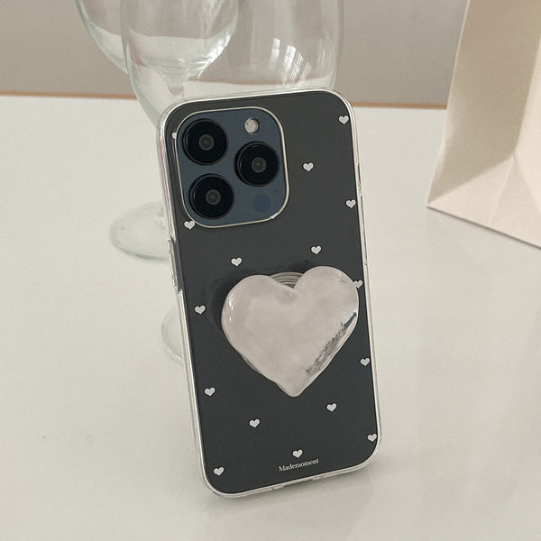 [Mademoment] Small Heart Pattern Design Clear Phone Case (3 Types)