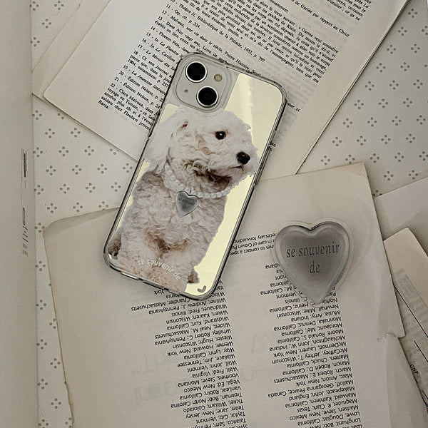 [Mademoment] Puppy Souvenir Pendant Design Glossy Mirror Phone Case