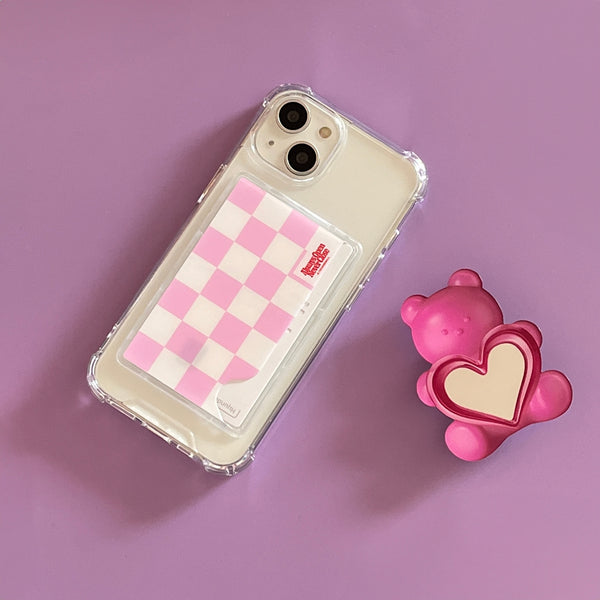 [THENINEMALL] Basic Checkerboard Label Clear Phone Case (1 type)