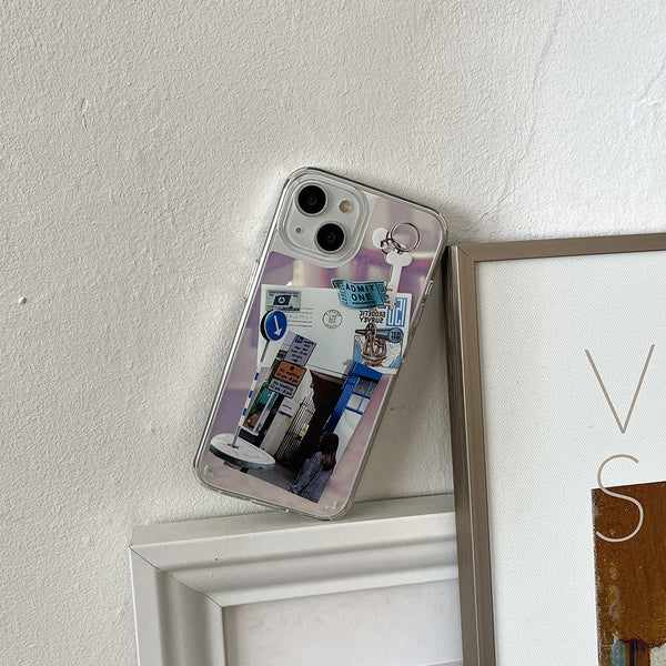 [Mademoment] Old Stickers Scrap Design Glossy Mirror Phone Case