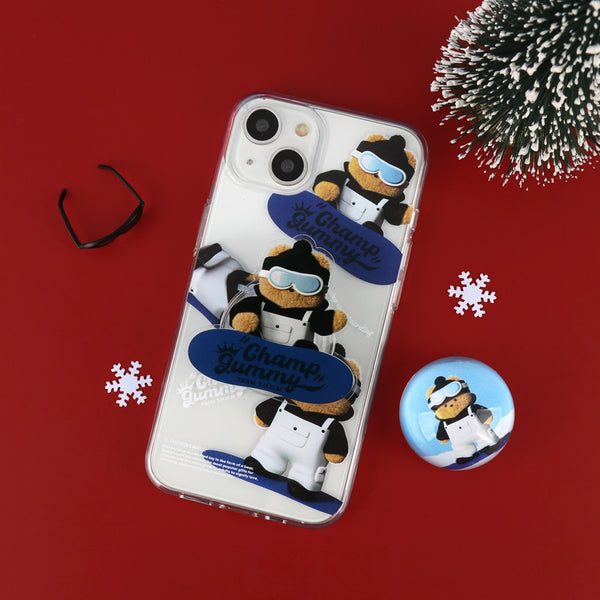 [THENINEMALL] Pattern Snowboarder Gummy Clear Phone Case (4 types)