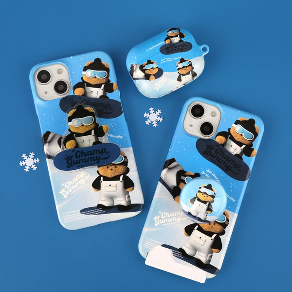 [THENINEMALL] Pattern Snowboarder Gummy Hard Phone Case (2 types)