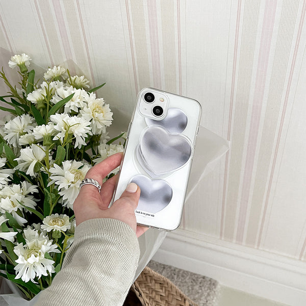 [Mademoment] Lucky Heart Design Clear Phone Case (3 Types)