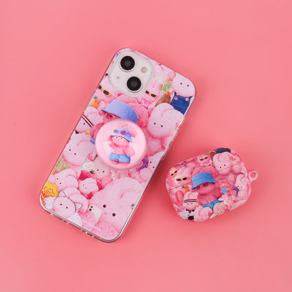 [THENINEMALL] Pink Windy Mood Clear Phone Case (3 types)