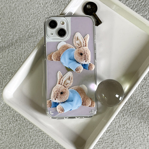 [Mademoment] Make Happy Bunny Design Glossy Mirror Phone Case