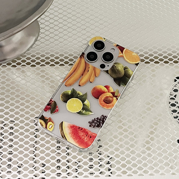 [Mademoment] Juice Fruits Design Clear Phone Case (3 Types)