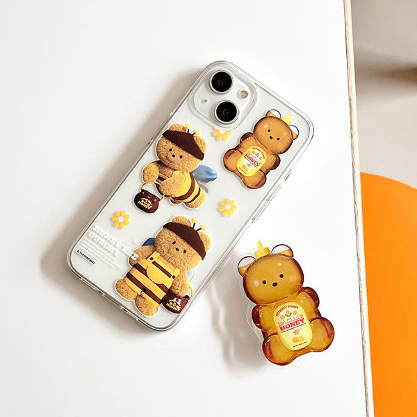 [THENINEMALL] Pattern Honey Bee Gummy Clear Phone Case (3 types)