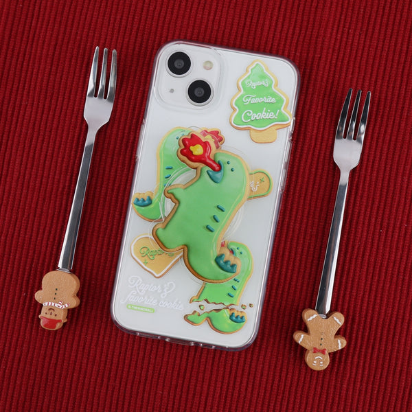 [THENINEMALL] Raptor Cookie Pattern Clear Phone Case (4 types)