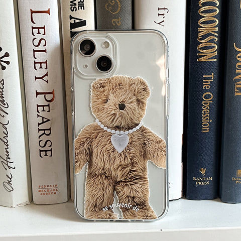 [Mademoment] Teddy Souvenir Pendant Design Clear Phone Case (4 Types)
