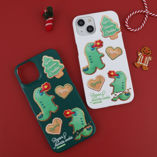 [THENINEMALL] Raptor Cookie Pattern Hard Phone Case (2 types)