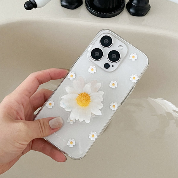 [Mademoment] Pure Daisy Pattern Design Clear Phone Case (3 Types)