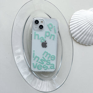 [Mademoment] Wave Of Happiness Lettering Design Clear Phone Case (3 Types)