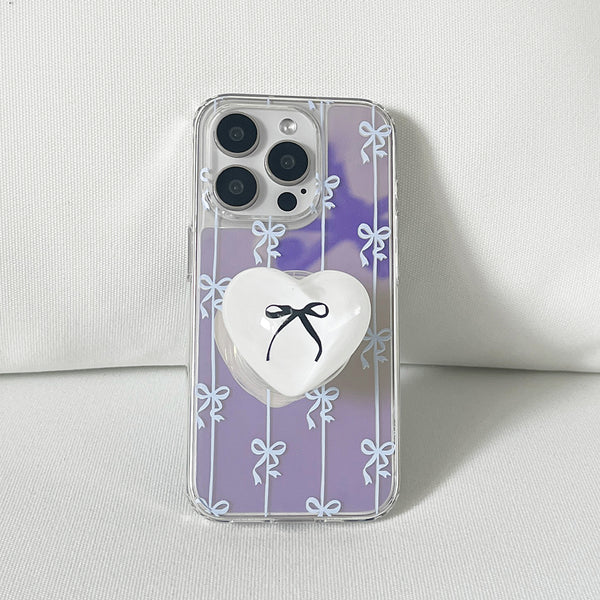 [Mademoment] Line Ribbon Pattern Design Glossy Mirror Phone