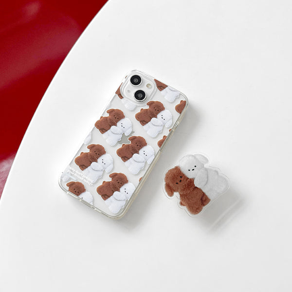 [THENINEMALL] Pattern Hug Puppy Clear Phone Case (3 types)