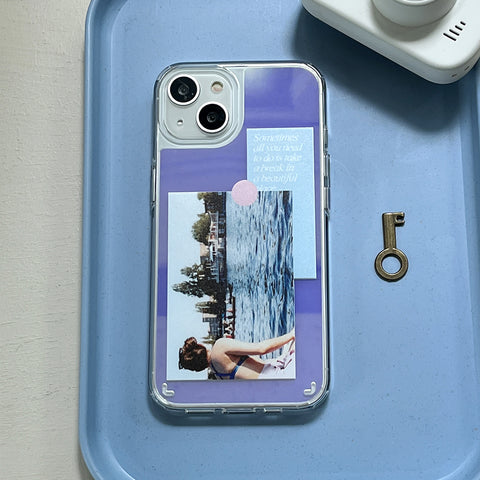 [Mademoment] Break Time Sticker Design Glossy Mirror Phone Case