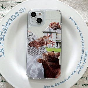 [Mademoment] Lazy Cat Design Glossy Mirror Phone Case