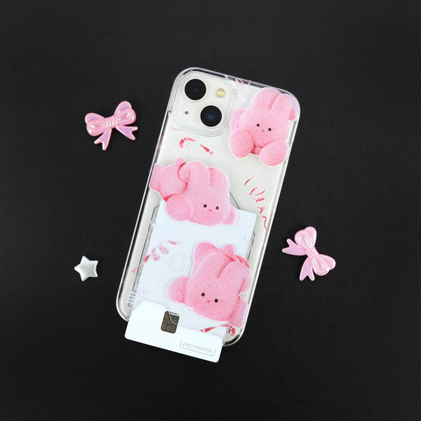 [THENINEMALL] Pink Ribbon Windy Clear Phone Case (3 types)