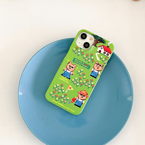 [THENINEMALL] Pixel Farmer Gummy Hard Phone Case (2 types)