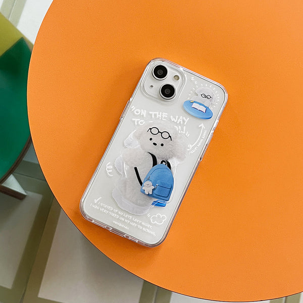 [THENINEMALL] Student Puppy Clear Phone Case (3 types)