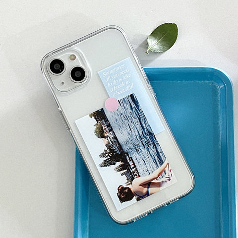 [Mademoment] Break Time Sticker Design Clear Phone Case (3 Types)