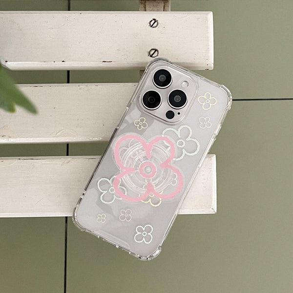 [Mademoment] Flower Doodle Pattern Design Clear Phone Case (3 Types)