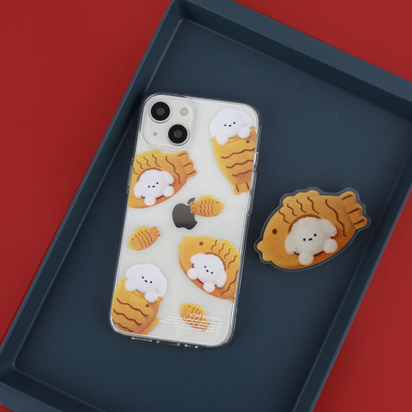 [THENINEMALL] Pattern Fish Bread Puppy Clear Phone Case (4 types)