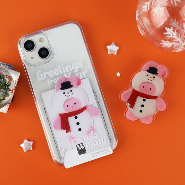 [THENINEMALL] Greetings Windy Snowman Clear Phone Case (4 types)