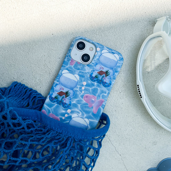 [THENINEMALL] Pattern Gummy Fish House Hard Phone Case (2 types)