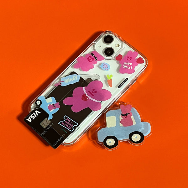 [THENINEMALL] Windy Painting Sticker Clear Phone Case (3 types)