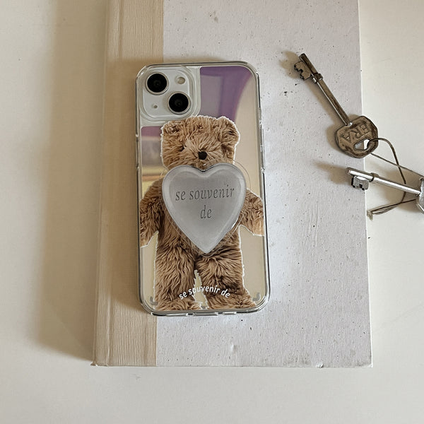 [Mademoment] Teddy Souvenir Pendant Design Glossy Mirror Phone Case