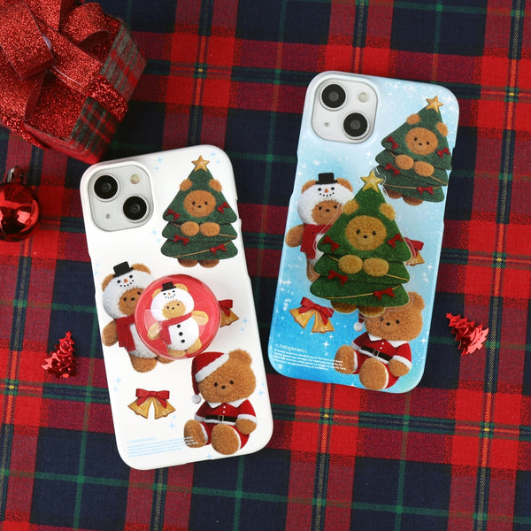 [THENINEMALL] Pattern Happy Holiday Gummy Hard Phone Case (2 types)