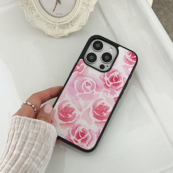 [Mademoment] Rose Watercolor Design Bumper Phone Case