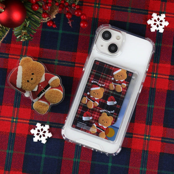 [THENINEMALL] Pattern Santa Hat Gummy Clear Phone Case (4 types)