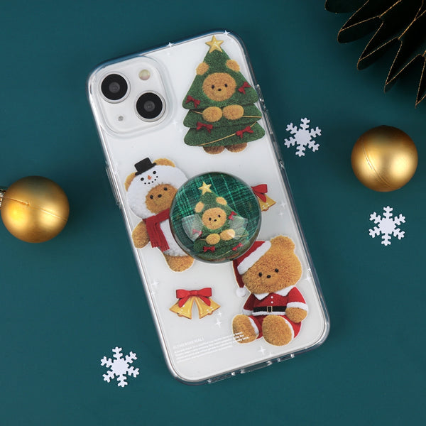 [THENINEMALL] Pattern Happy Holiday Gummy Clear Phone Case (3 types)