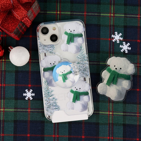 [THENINEMALL] Pattern Puppy Snowman Clear Phone Case (3 types)