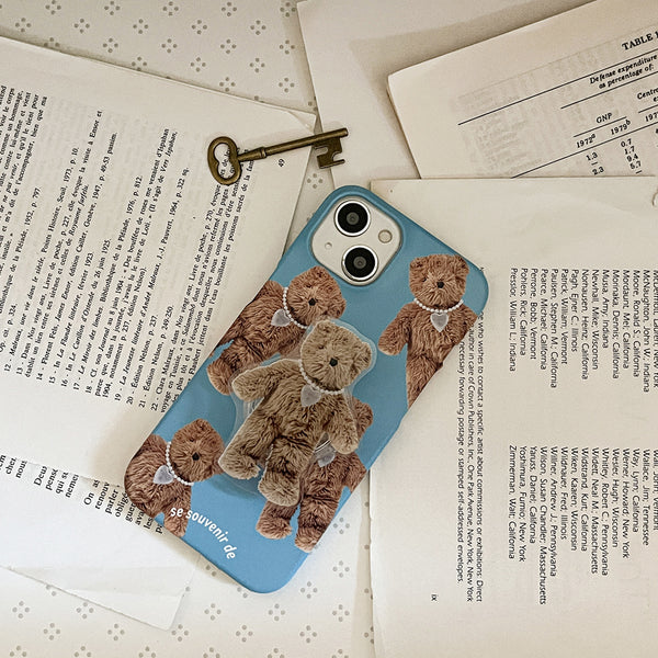[Mademoment] Pattern Teddy Souvenir Pendant Design Phone Case