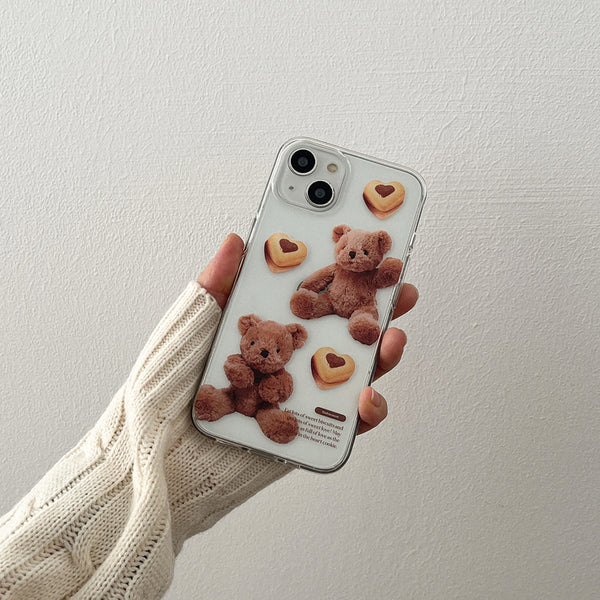 [Mademoment] Pattern Sweet Some Teddy Design Clear Phone Case (3 Types)