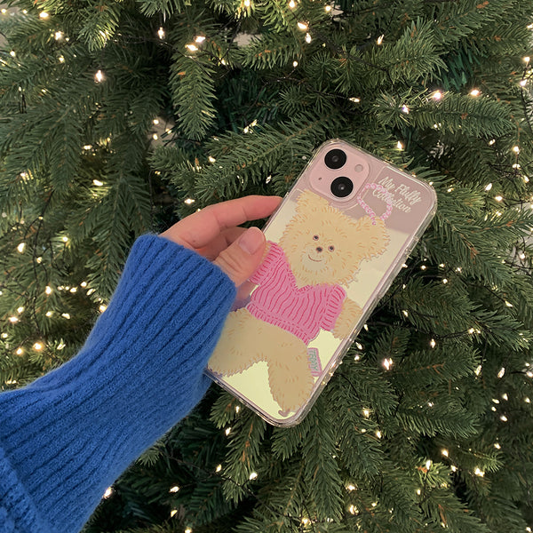 [Mademoment] Big Knit Bear Design Glossy Mirror Phone