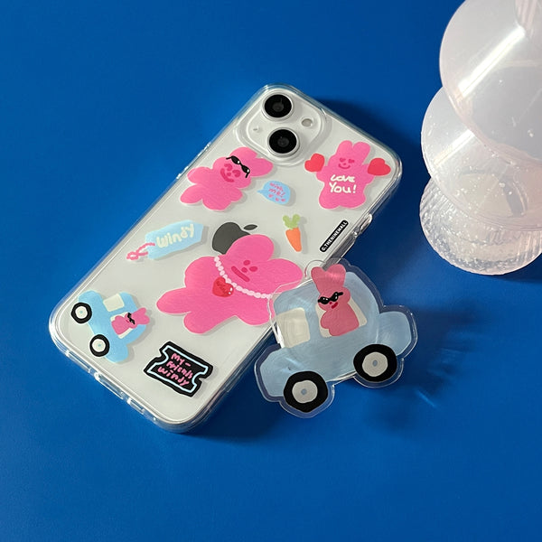 [THENINEMALL] Windy Painting Sticker Clear Phone Case (3 types)