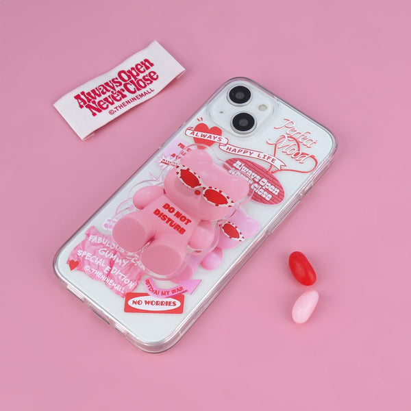 [THENINEMALL] Pink Gummy Sitcker Clear Phone Case (3 types)