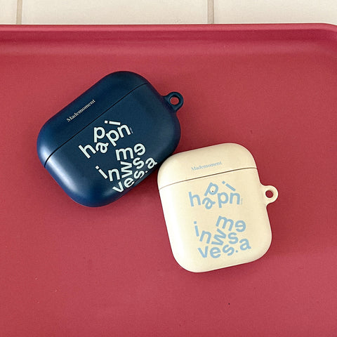 [Mademoment] Wave Of Happiness Lettering Design AirPods Case