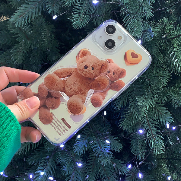 [Mademoment] Pattern Sweet Some Teddy Design Glossy Mirror Phone