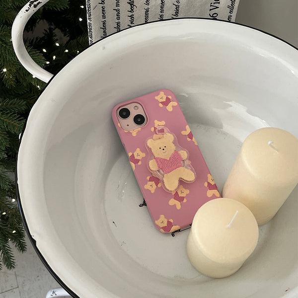 [Mademoment] Pattern Knit Bear Keyring Design Phone Case