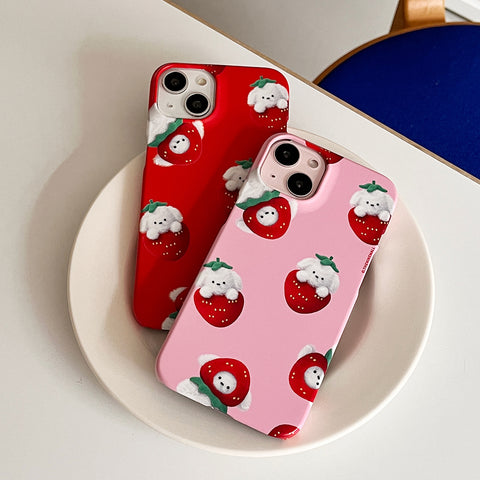 [THENINEMALL] Pattern Strawberry Ppokku Hard Phone Case (2 types)